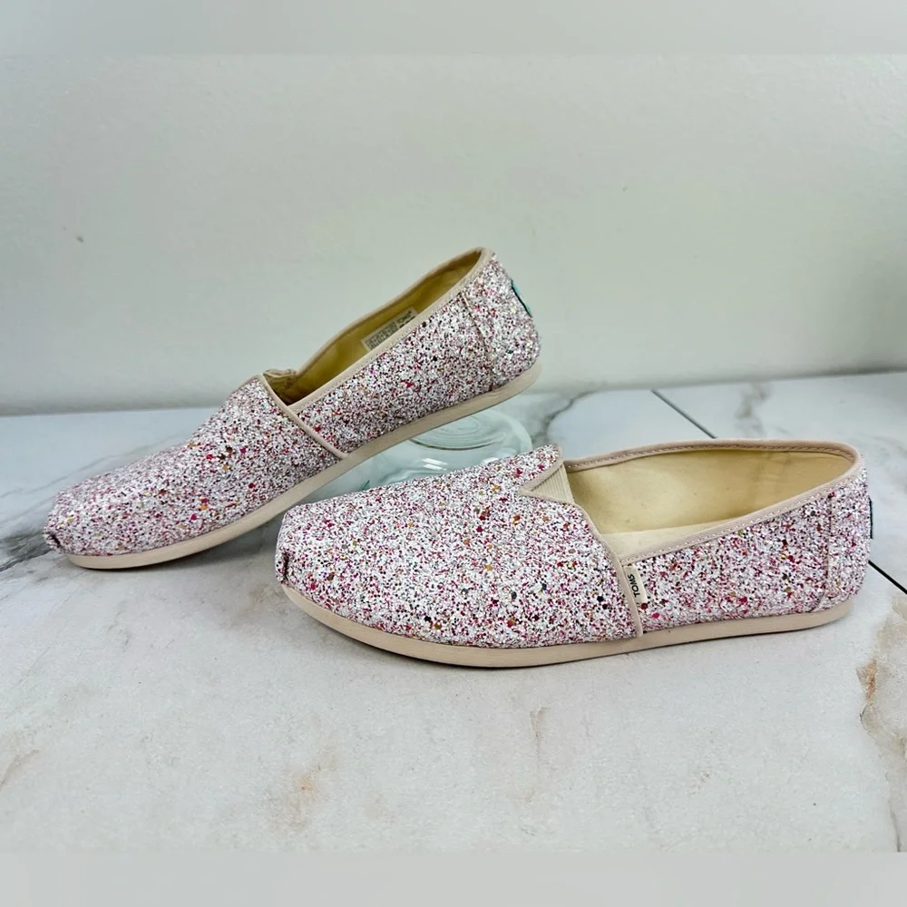 NWOT Toms Alpargata Natural Glitter Slip On Shoes Sneakers Flats Loafers, 8.5 - Picture 5 of 13